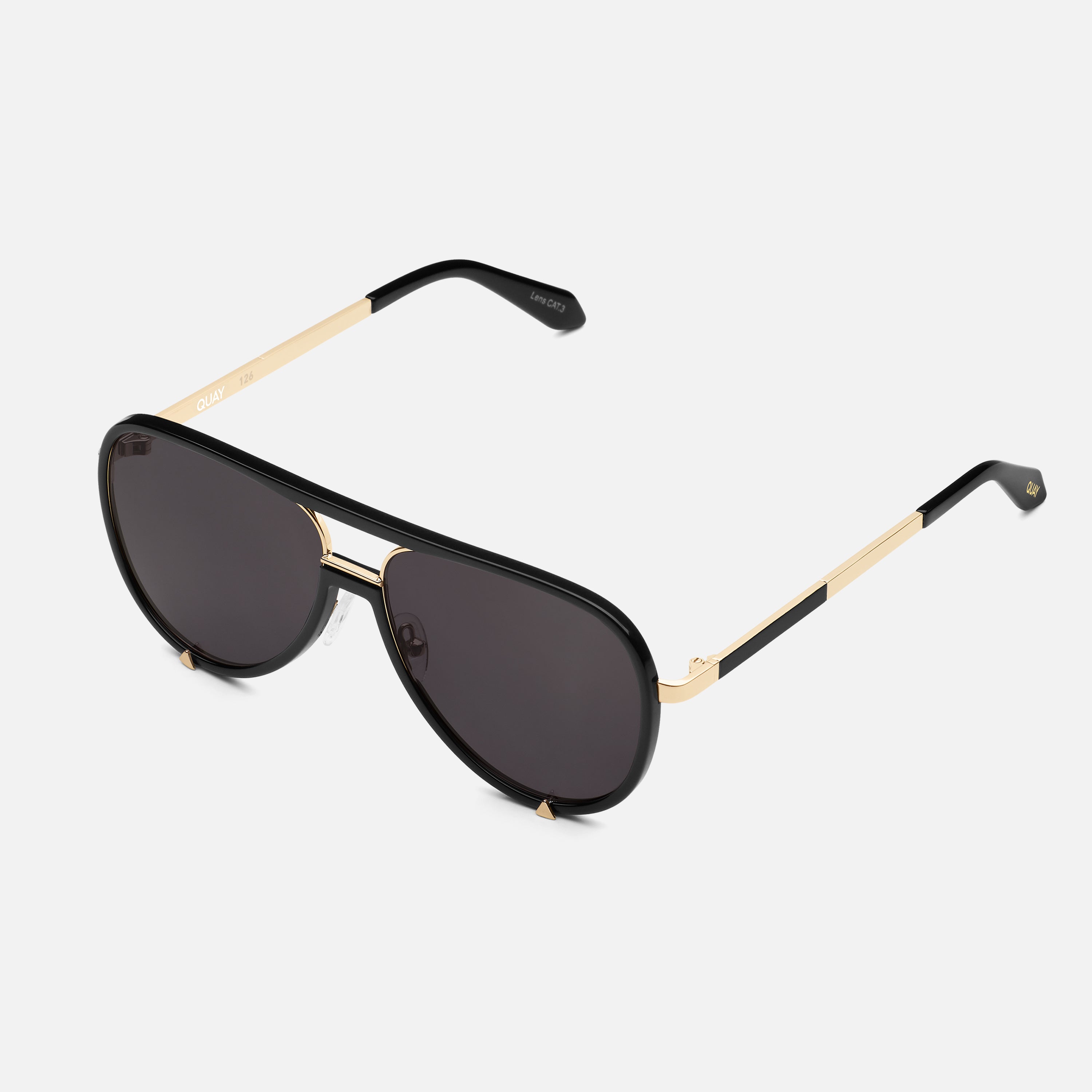 Black shops and gold aviator sunglasses