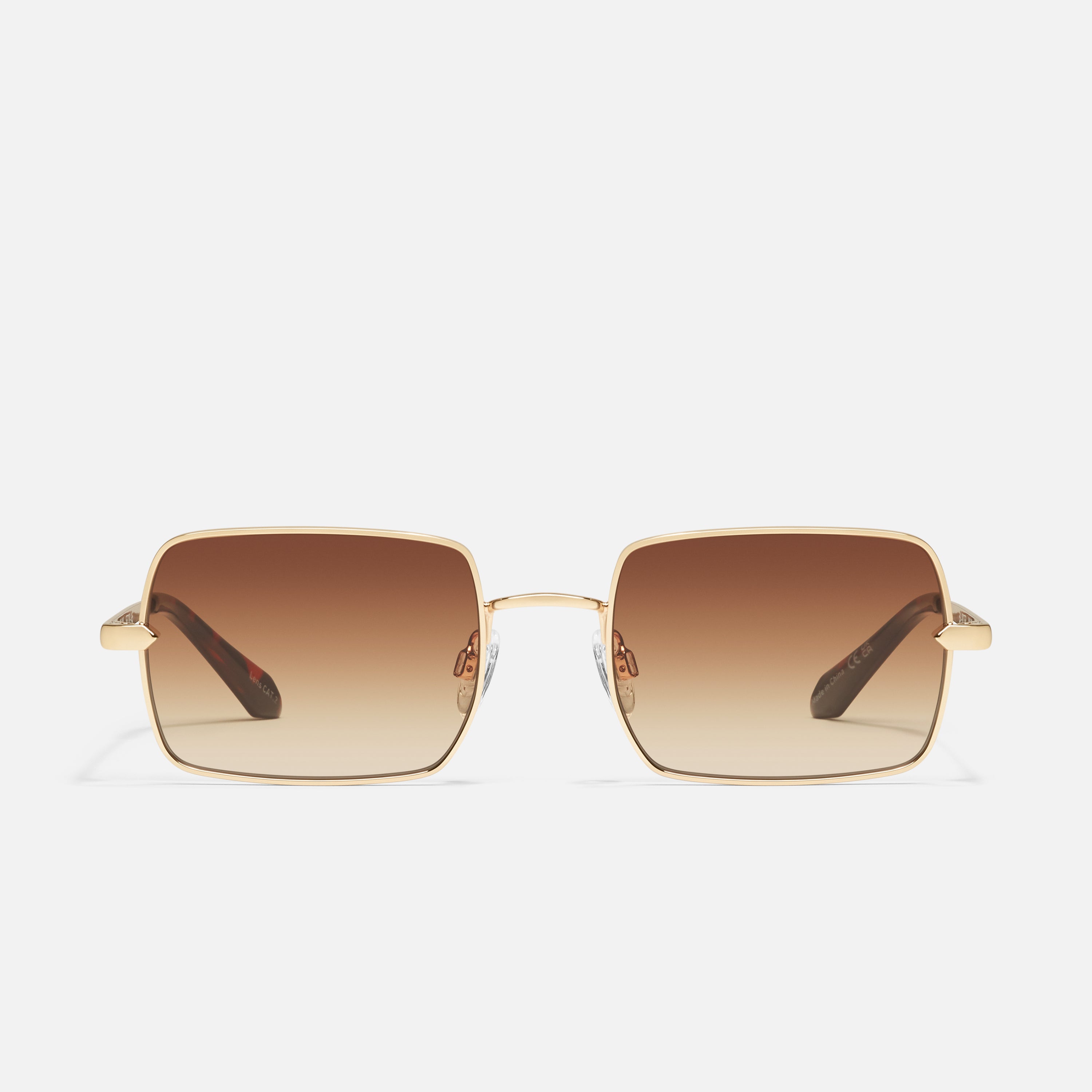 Quay Australia Ttyl 40mm Square Sunglasses in Gold Brown