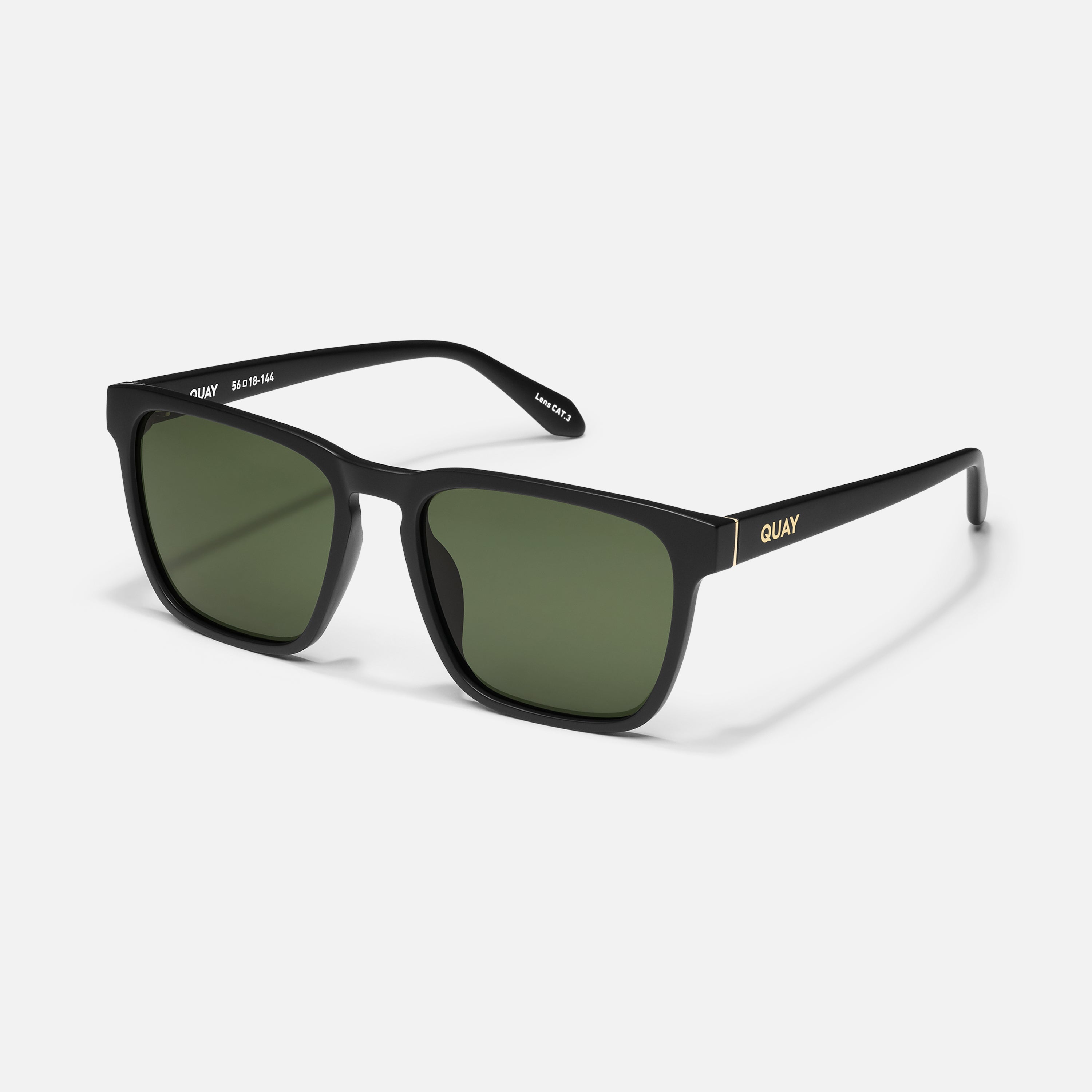 Quay Unplugged Square Sunglasses in Black Polarized