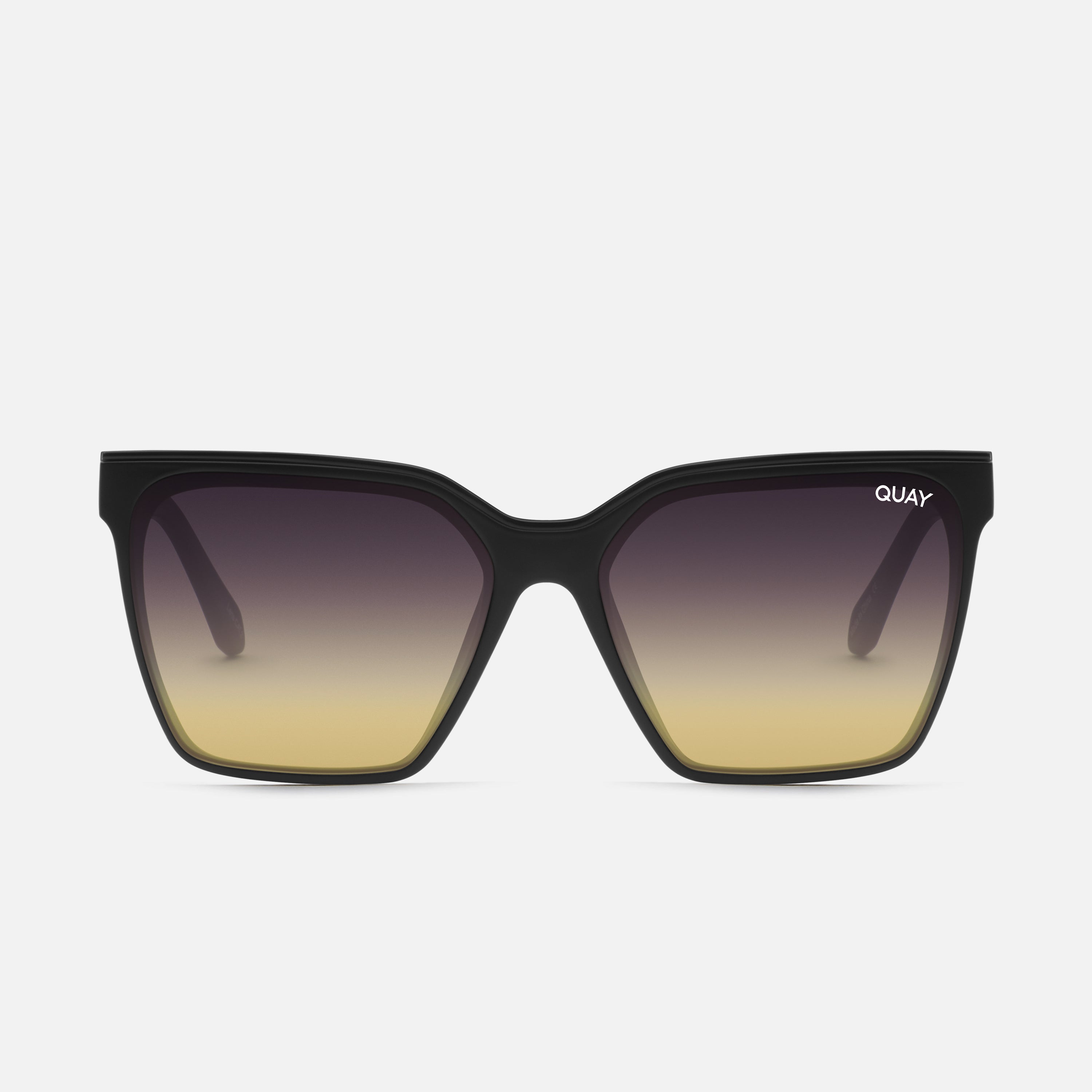 Quay Australia Level Up 55mm Square Sunglasses in Matte Black Black Gold